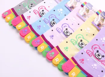 

3 Autumn Winter socks women 100% cotton Casual high quality Warm Joker Cartoon Toe Five Finger Socks Cotton Funny Socks L823