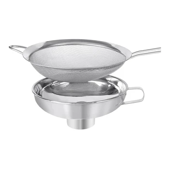 

Stainless Steel Canning Funnel Fine Mesh Strainer Sieve,Kitchen Funnel for Wide and Regular Jars Liquid Dry Ingredients