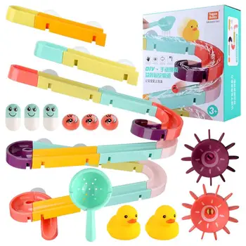 

24/44pc Baby Bath Toys DIY Play Water Games Toy Set for Children Wall Suction Cup Race Run Track Bathroom Shower Kids Toys