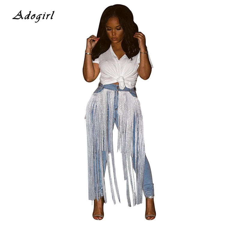 

Vintage Tassel Blue Jeans Woman Sexy With Pockest Bodycon High Waist Jeans Demin Casaul Outwear Pencil Pants Women Jean Femme