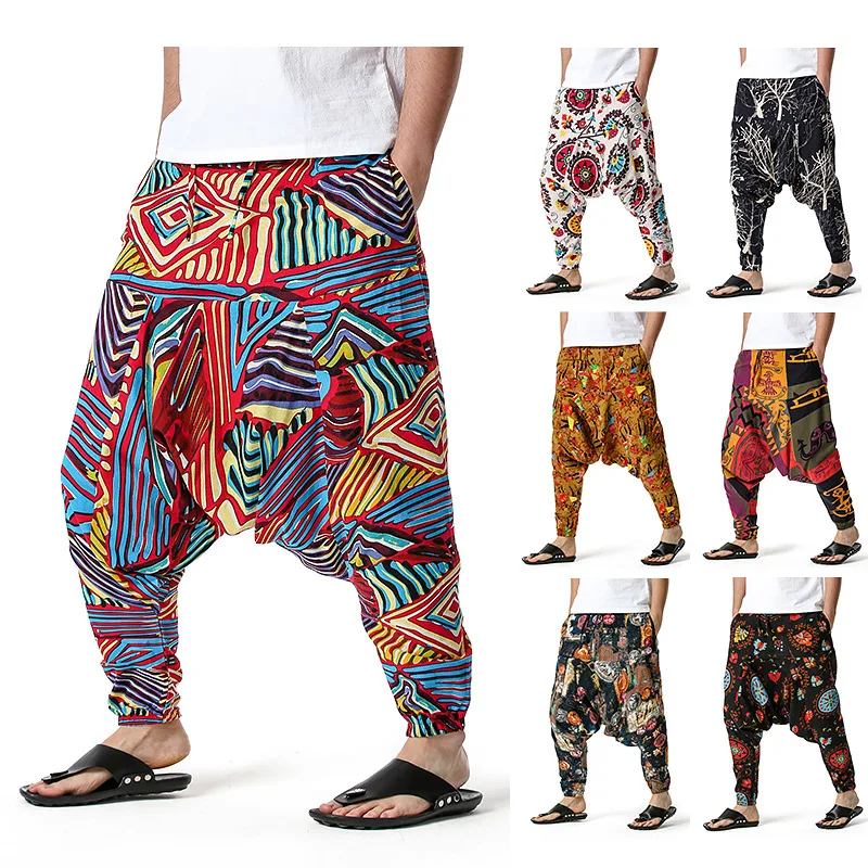 Pantalones de Yoga holgados para hombre y mujer, pantalones bombachos de algodón con tirantes, ropa de calle, novedad de 2021