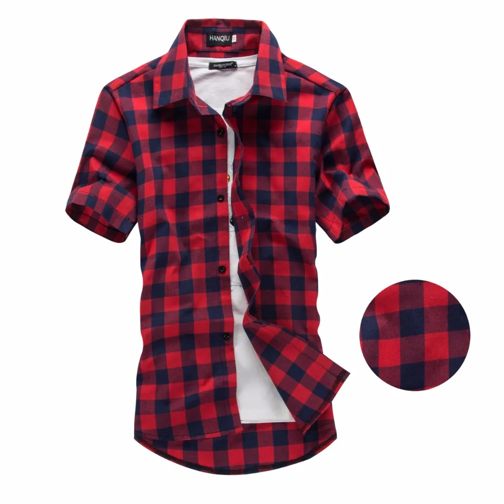 Red And Black Plaid Shirt Men Shirts 2019 New Summer Fashion Chemise Homme Mens Checkered Shirts Short Sleeve Shirt Men Blouse