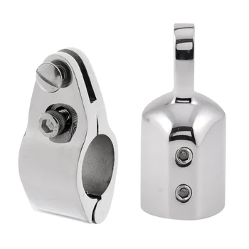 

25mm/1'' Boat Bimini Top Pipe Eye End Cap + Hinged Boat Canopy Tube Clamp Jaw Slide