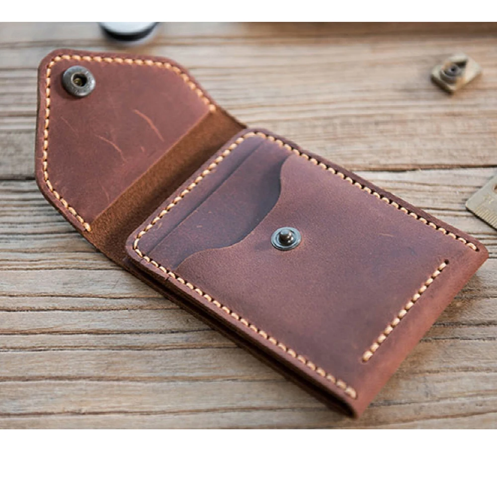 DIY Leather Craft Folded Cardholder Wallet Die Cutting Kraft Paper Sewing Pattern Hollowed Stencil Template