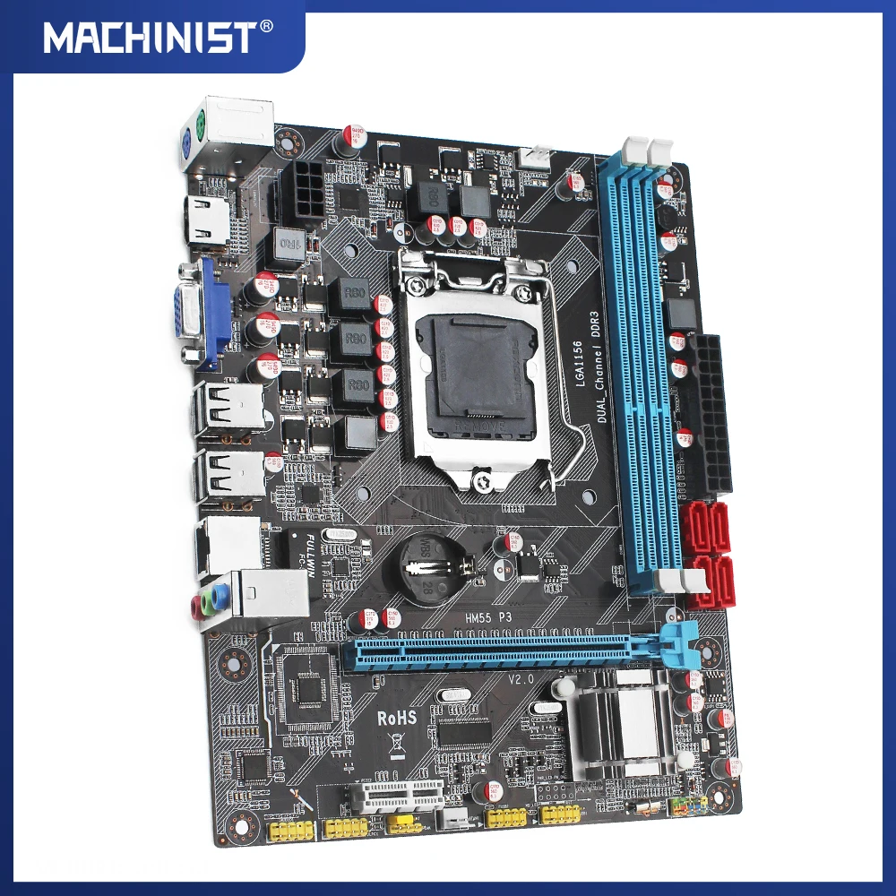 Материнская плата HM55 для настольного ПК разъем LGA 1156 Sup-порты DDR3 16 ГБ и I3/I5/I7CPU Порты
