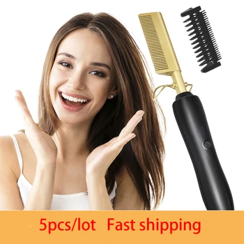 

5pcs/lot New Hair Straightener Comb Wand Hair Curling Iron Hair Curler Hair Iron Straightening Electric Hot Comb Straightener