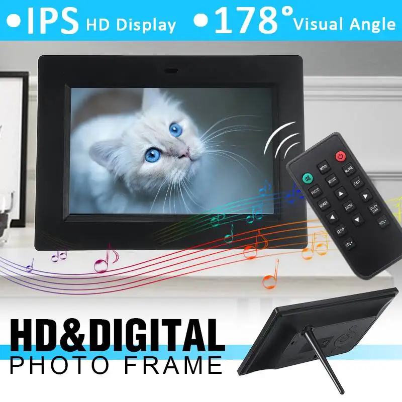 

Digital Photo Frame 7 inch IPS Screen MP3 MP4 LED HD Electronic Album Picture Music 178 visual Angle Full Function Music Video