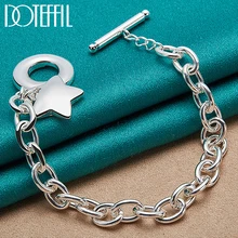 

DOTEFFIL 925 Sterling Silver Star TO buckle Charm Bracelets Chain For Women Man Fashion Wedding engagement Fine Jewelry