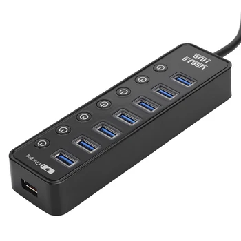

7-Port USB 3.0 Hub with Switch Smart 2A Fast Charging Splitter Docking Station PC Accessory USB Hub