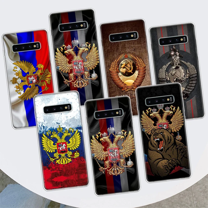 Russia Russian Flags Emblem For Samsung Galaxy S10 Plus S20 FE S21 Ultra Phone Case S10E S8 S9 + S7 Edge J4 J6 J8 Housing Shell | Мобильные