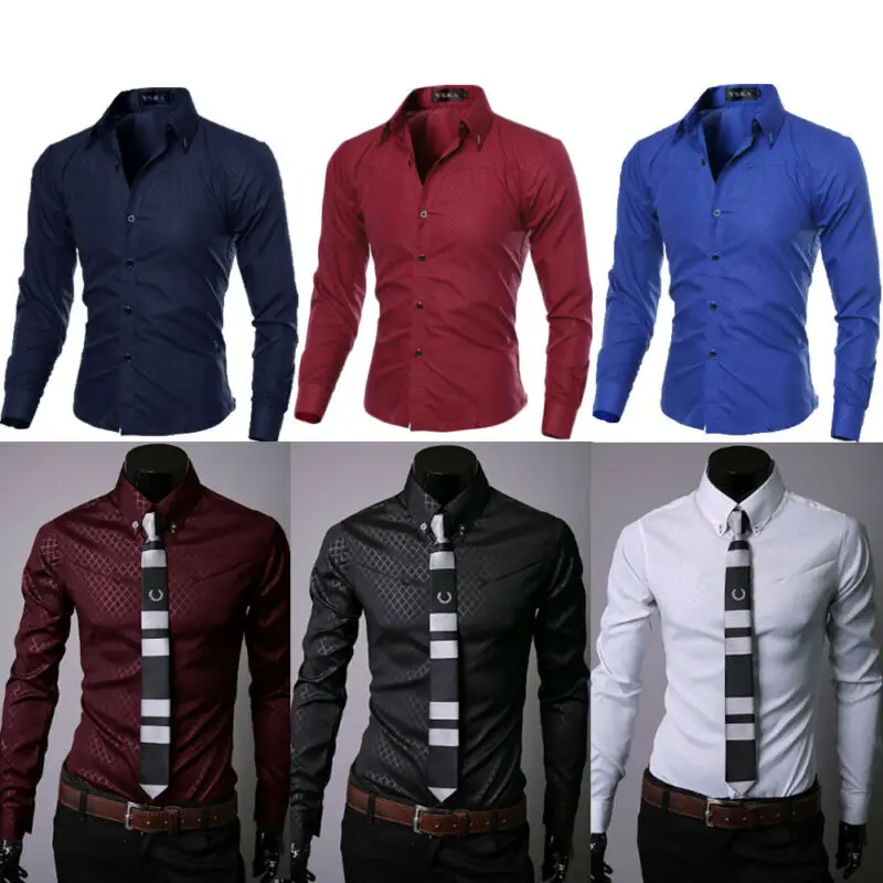 Thermisch Besparing tobben Men White Shirts Fashion Men Luxury Long Sleeve Shirt Casual Slim Fit  Stylish Shirts Navy Red - Shirts - AliExpress