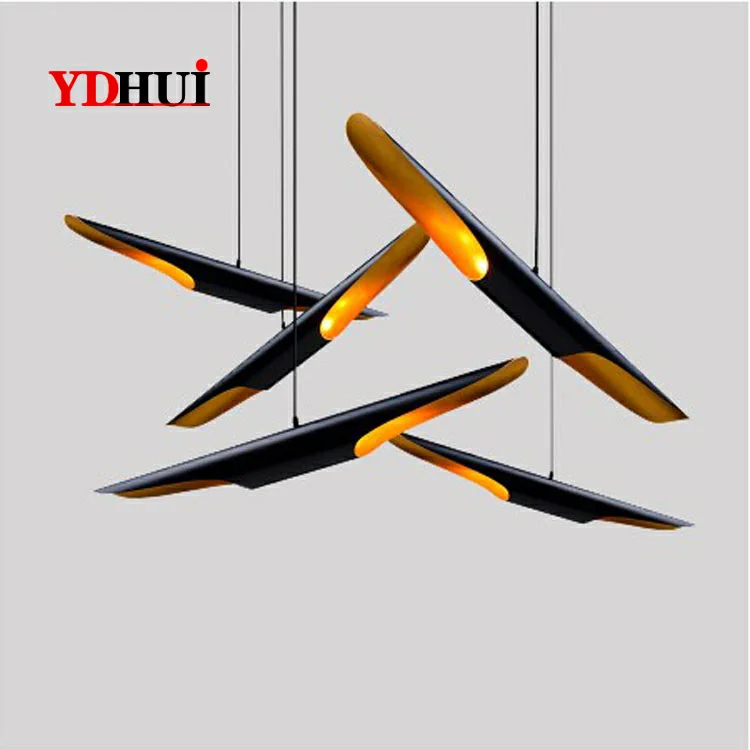 

Modern Loft LED Hanging Lamp Designer Long Lighting Fixture Aluminum Black Gold Pendant Light Dinning Room Foyer Home Decorative
