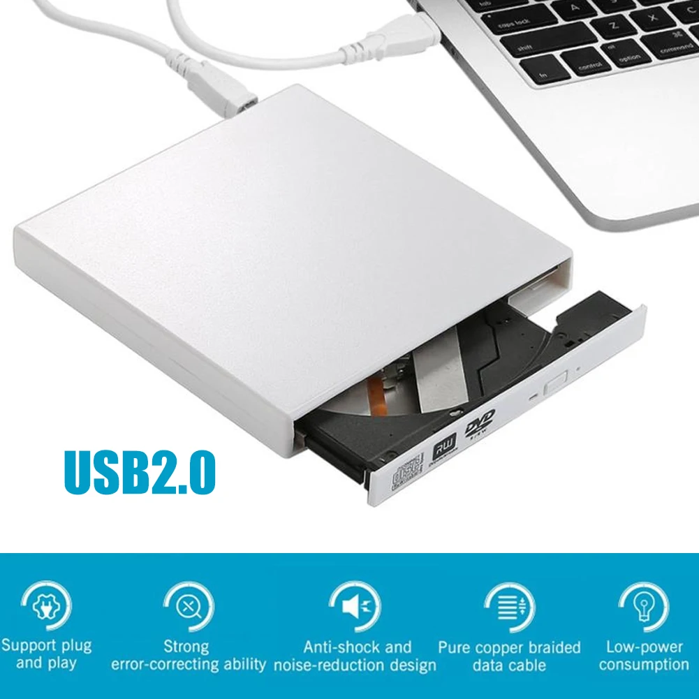 Тонкий внешний оптический привод USB 2,0 DVD комбинированный DVD rom плеер CD-RW писатель подключи и играй для ноутбука Настольный ПК Windows