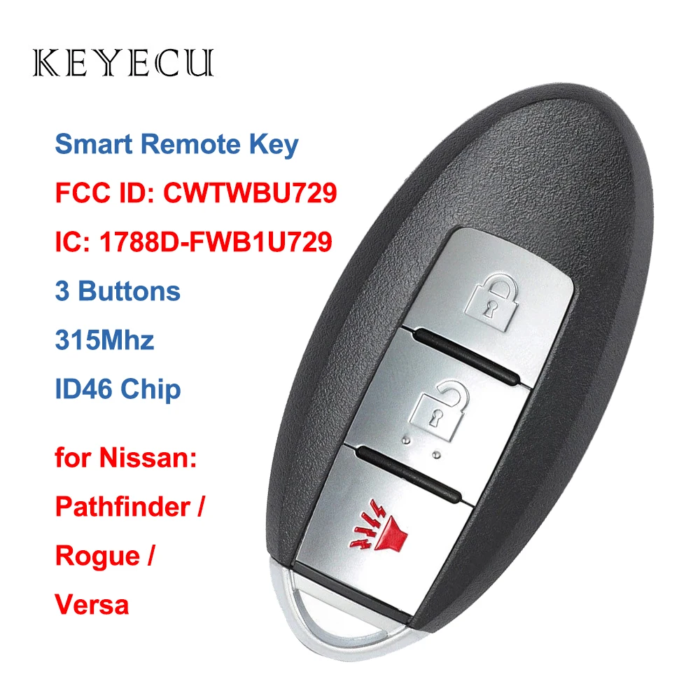 Keyecu Замена дистанционного ключа Fob 315 МГц ID46 для Nissan Pathfinder Rogue Versa 2007 008 2009 2010 2011 2012 FCC