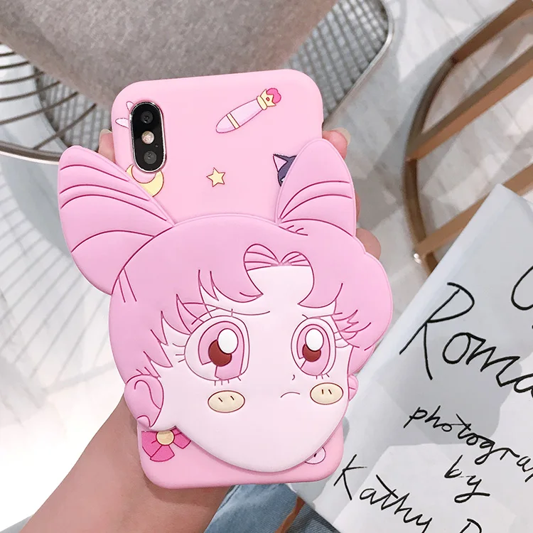 As shown in Чехол для телефона SAM S10 с милым 3D Сейлор Мун для samsung S10E/S10 plus/S8/S8plus/S9 plus/S7/S6 Edge розовый чехол для мобильного телефона - Цвет: As shown in