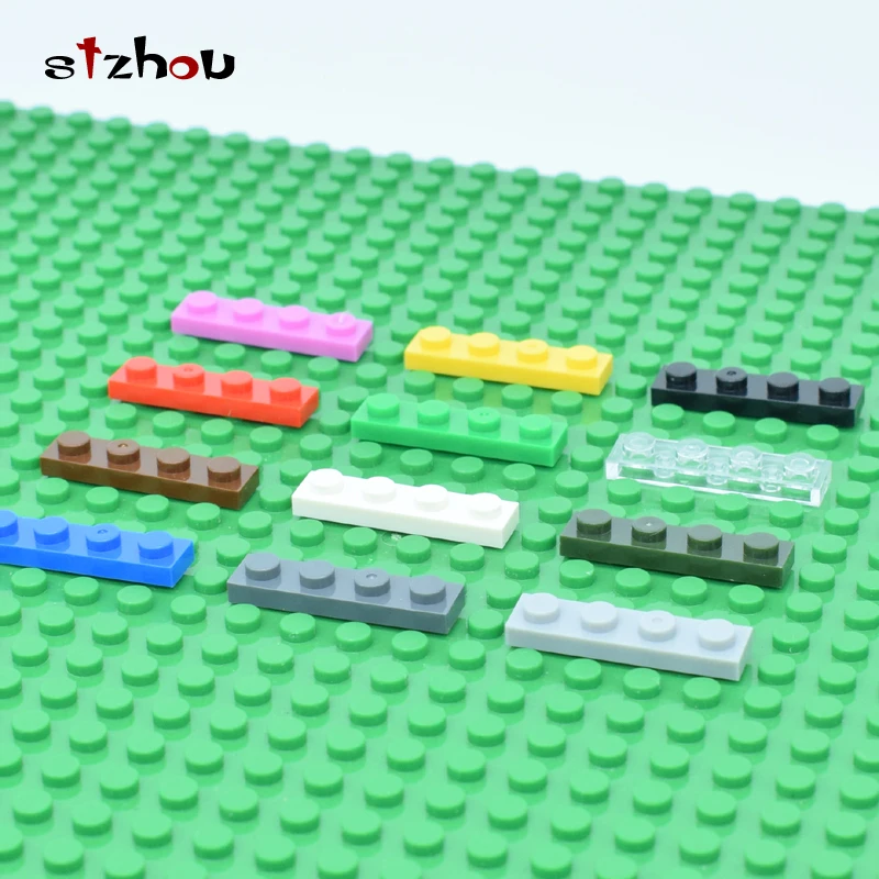 STZHOU 100 шт. 1x4 Точки Строительные блоки пластины классические детские маленькие