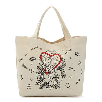 

Women Retro Canvas Shopping Bag Girls Cartoon Large Capacity Handbags Casual Tote Picnic Lunch Bag Women Beach Shoulder Bags