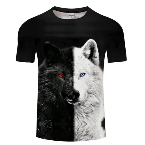 TX591 Ying and Yang Wolf Мужская футболка уличная футболка Повседневная футболка 3D модная футболка Harajuku Топ черный короткий рукав унисекс Прямая поставка - Цвет: TX591