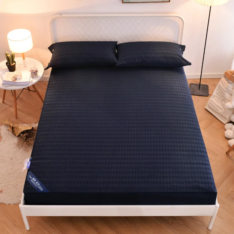 

New Anti Dust Mite Bed Cover Quilted Embossed Waterproof Mattress Protector Fitted Sheet Style Cover for Mattress Thick Soft Pad