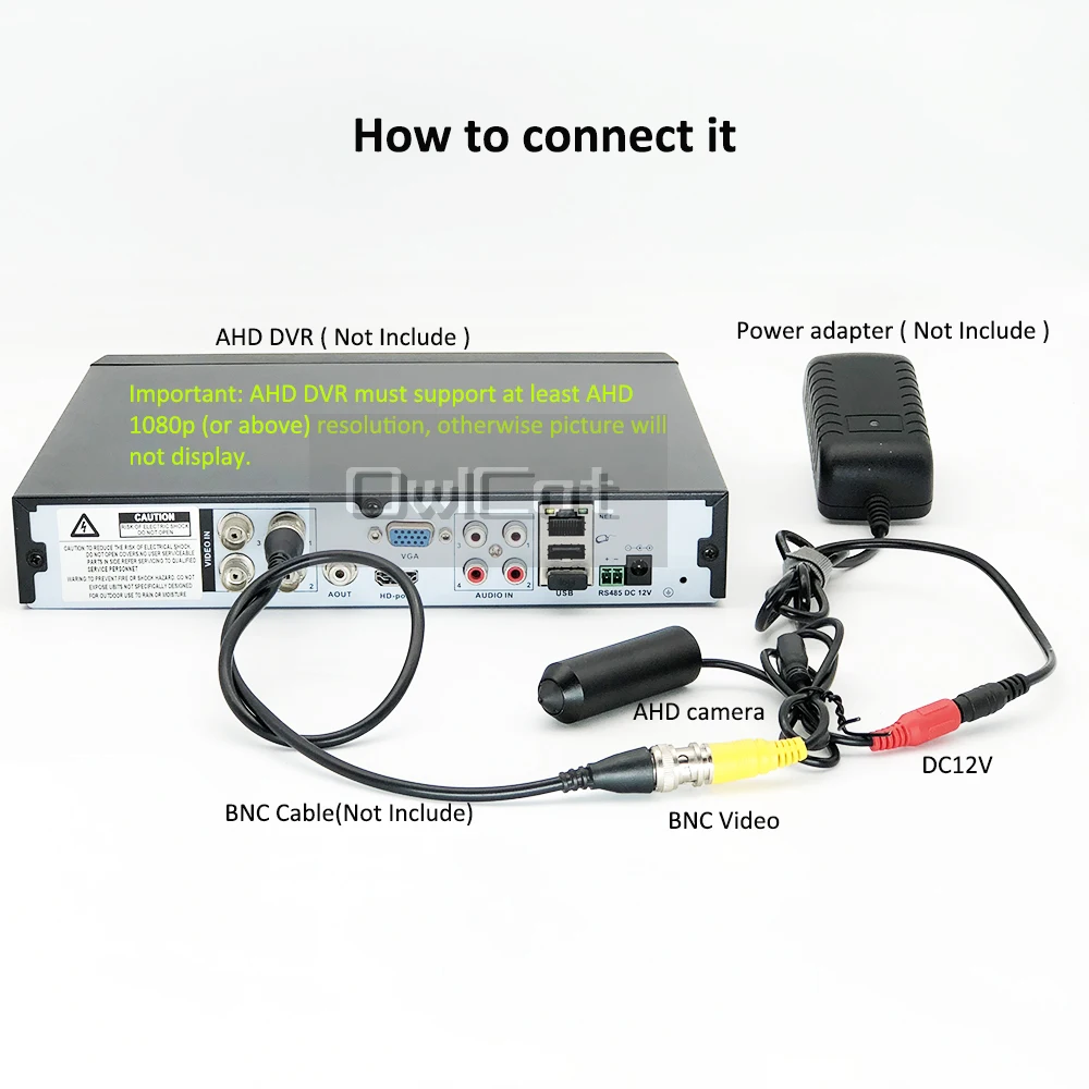 OwlCat высокое Разрешение Мини Пуля AHD камера безопасности Камера HD 1080P 2MP