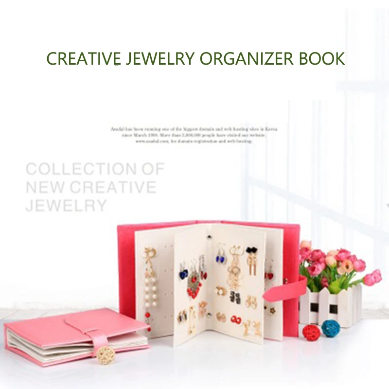 

Earring Organizer Book Jewelry Rangement Box Portable Earring Studs Collection Book Display 48 Pairs Holder Earring Storage PU
