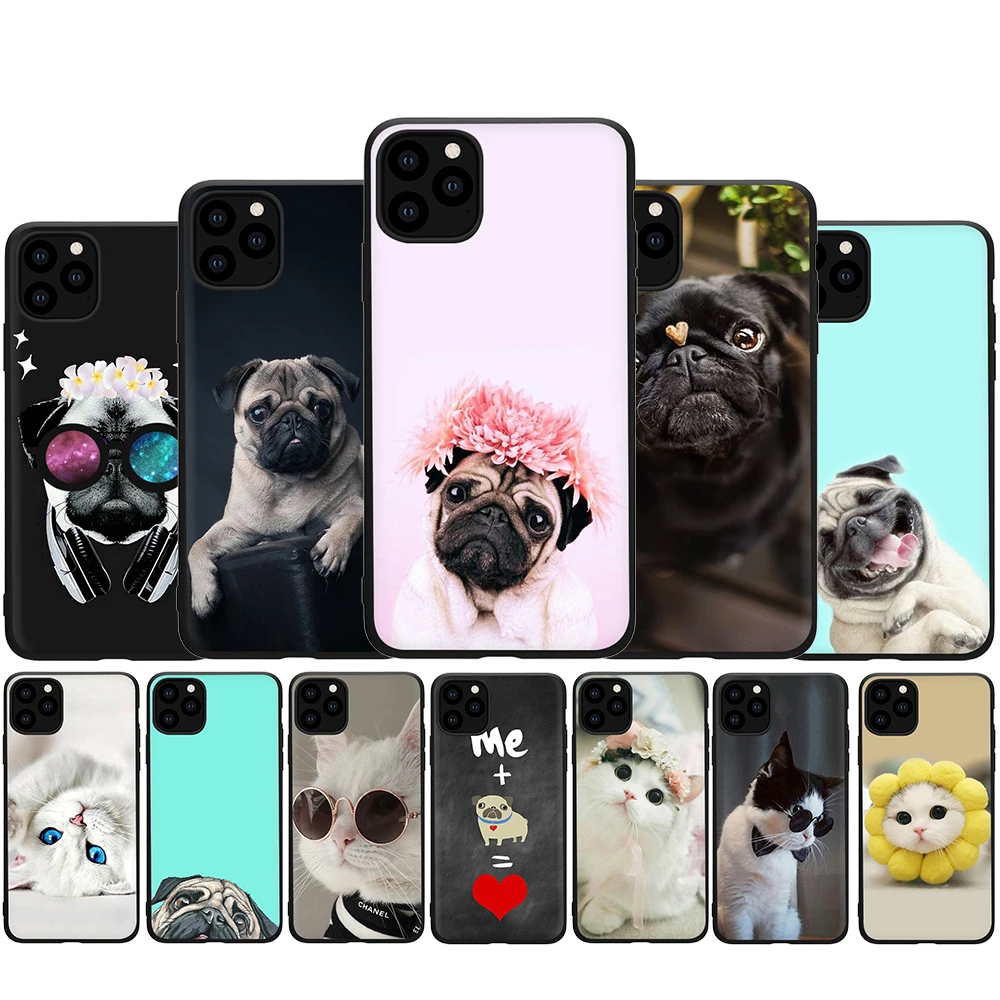 Мопс милый кот с очками из мягкого силикона узором чехол для телефона iPhone 5 5S SE 6 6s 7