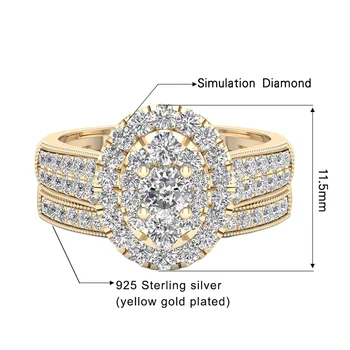 Szjinao 3A Cubic Zirconia Wedding Couple Rings For Women Solid 925 Sterling Silver Gold Plated Luxury Famous Brand Jewelery Gift 5