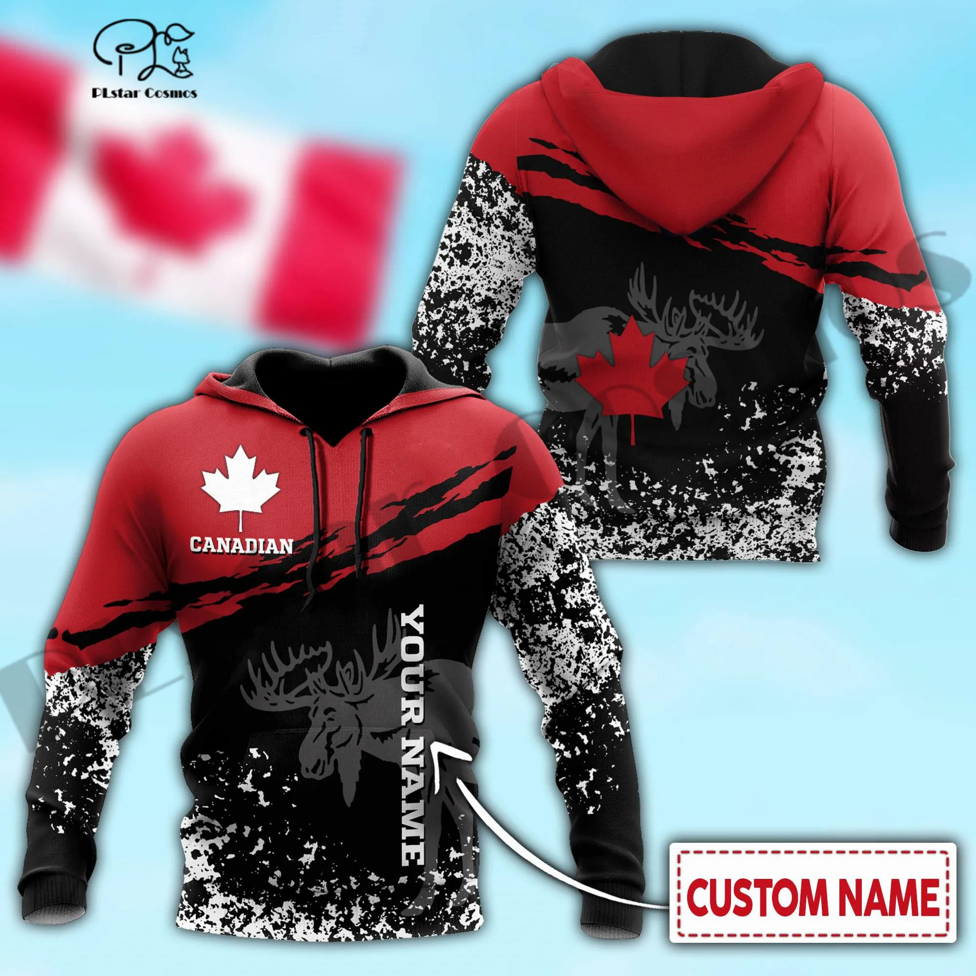PLstar Cosmos 3Dprint Newest Canada Flag Custom Name Harajuku Streetwear Causal Pullover Unique Unisex Hoodies/Sweatshirt/Zip A2