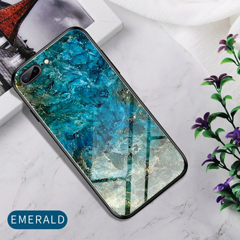 Emerald OTAO чехол из закаленного стекла с градиентом для iPhone 11 Pro, Мраморная задняя крышка для iPhone XS MAX XR X 8 7 6 6S Plus, чехол из ТПУ, бампер - Цвет: Emerald