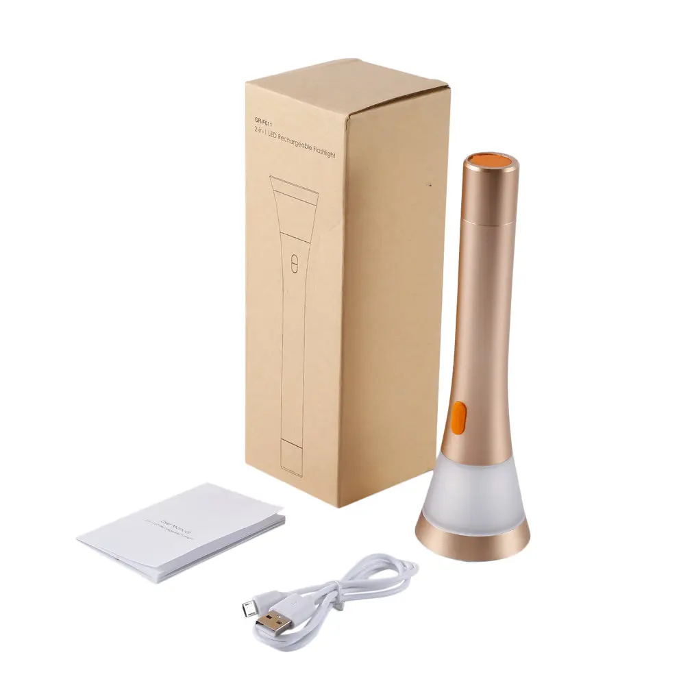 

2-in-1 LED Rechargeable Flashlight Lamp Torch Unbreakable Lens Multi-Function for Outdoor Hiking Camping Alluminum Alloy