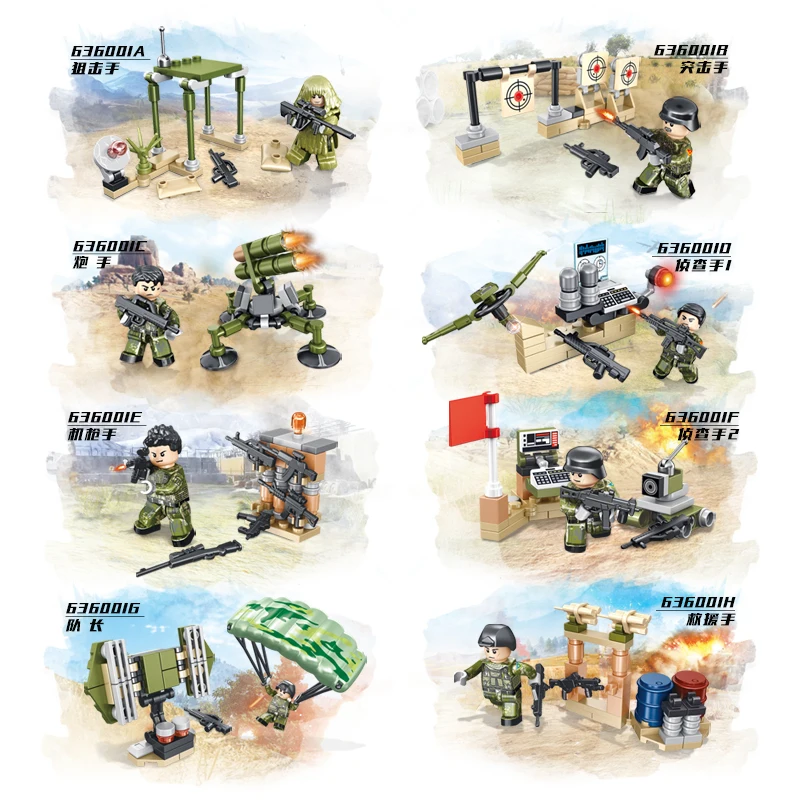 Конструктор PANLOS совместимый с LegoINGlys MOC WW2 солдатская Миссия мира защитное оружие