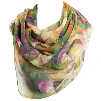 

Womens Georgette Scarf Leaves Printed Long Shawl Muslim Hijab Elegant 160x50cm 517D