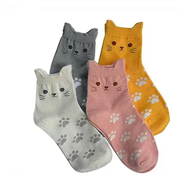 

Women's Fashion Socks 4 Pairs Cute Cat Claws Socks Cotton Cats Ear Kitty Ankle Short Sock Funny Paw For Women 0130
