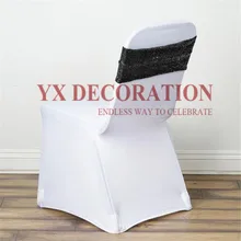 Две стороны блесток повязка на стул створки галстук-бабочка для банкета свадьбы спандекс чехлы для стула украшения