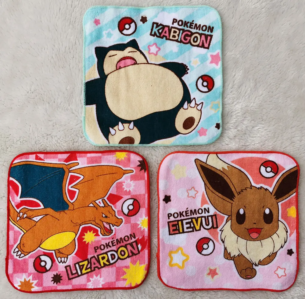 

TAKARA TOMY Personality Anime Cartoon Elf 18x18cm Pikachu Pure Cotton Children's Square Towel hand towel cotton bath towel