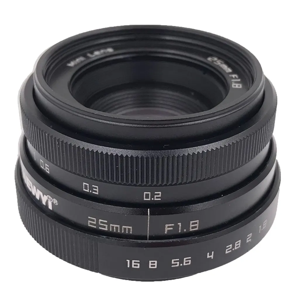 

25mm F1.8 Camera Lens Mini CCTV C Mount Wide Angle Lens for Sony for Nikon for Canon DSLR Alumium Alloy Adapter Black