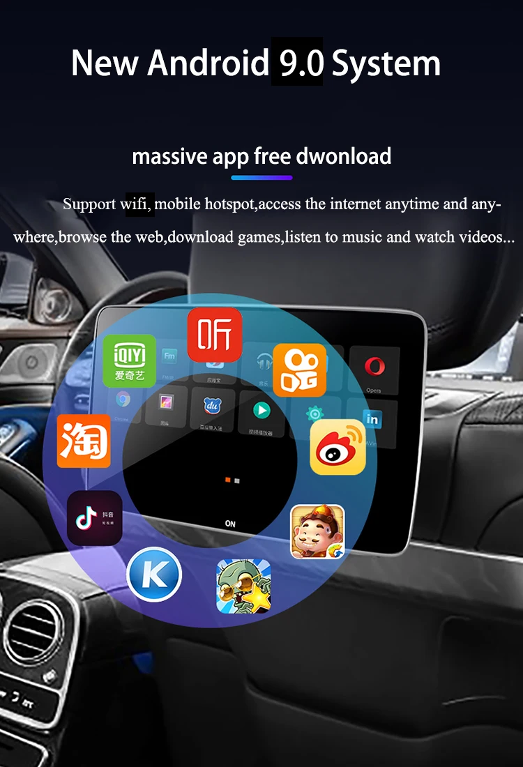 Plug and Play 11.6 Car Rear Seat Entertainment System for Mercedes-Benz Android 9.0 1080P 4K WiFi Car Video