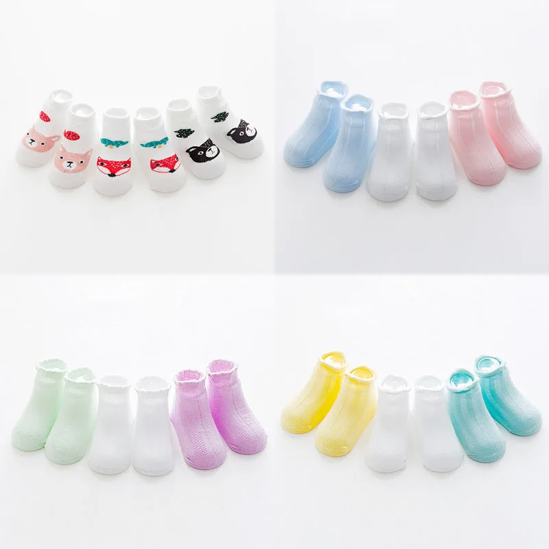 3 Pairs/Lot Baby Socks Newborns Infant Cute Animal Non Slip Soft Cotton