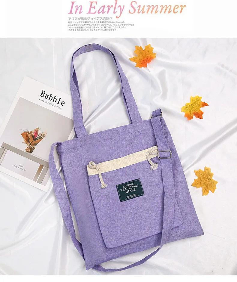 Bag Women's Summer New Style Korean Wave Flax Canvas Handbag Casual WOMEN'S Shoulder Bag Versatile Shoulder Bag