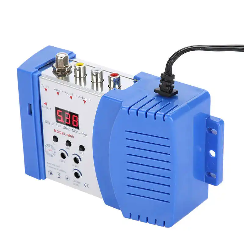 Digital RF Modulator M69 RF Modulator AV-RF AV-TV Converter VHF UHF PAL/NTSC for Satellite Receivers/Video Camerads Compatible for Local CATV System digital rf modulator