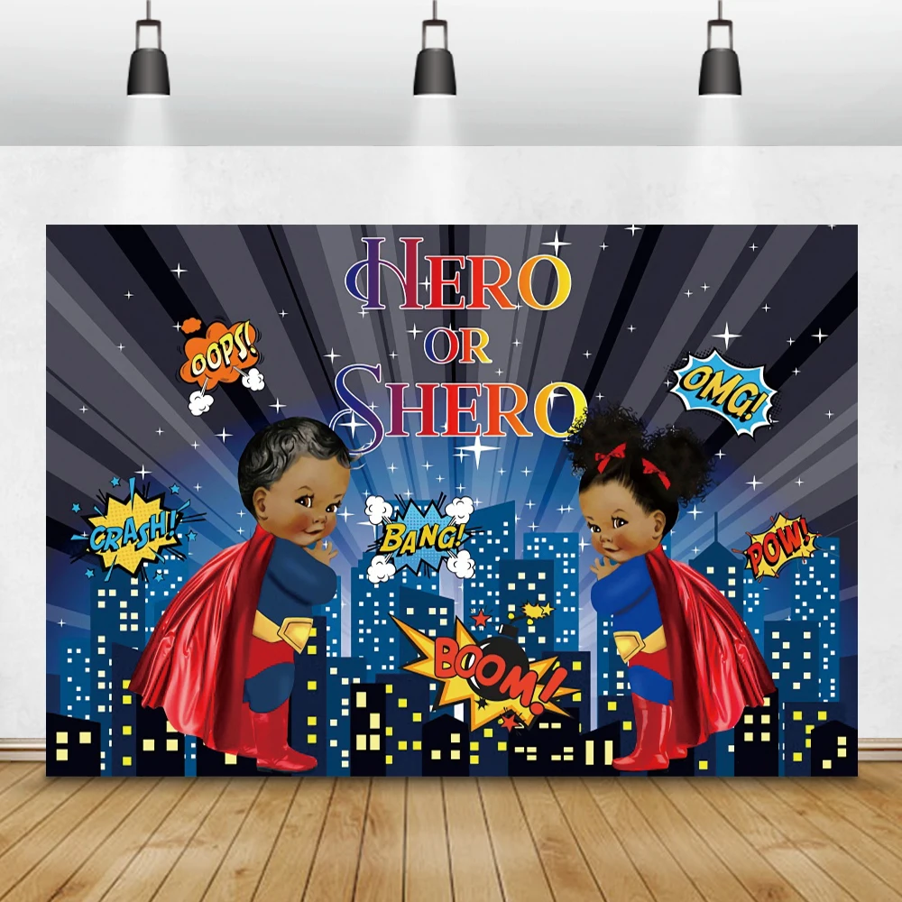 Мультфильм Пол раскрыть Hero или S hero городское здание Super фон для фотосъемки