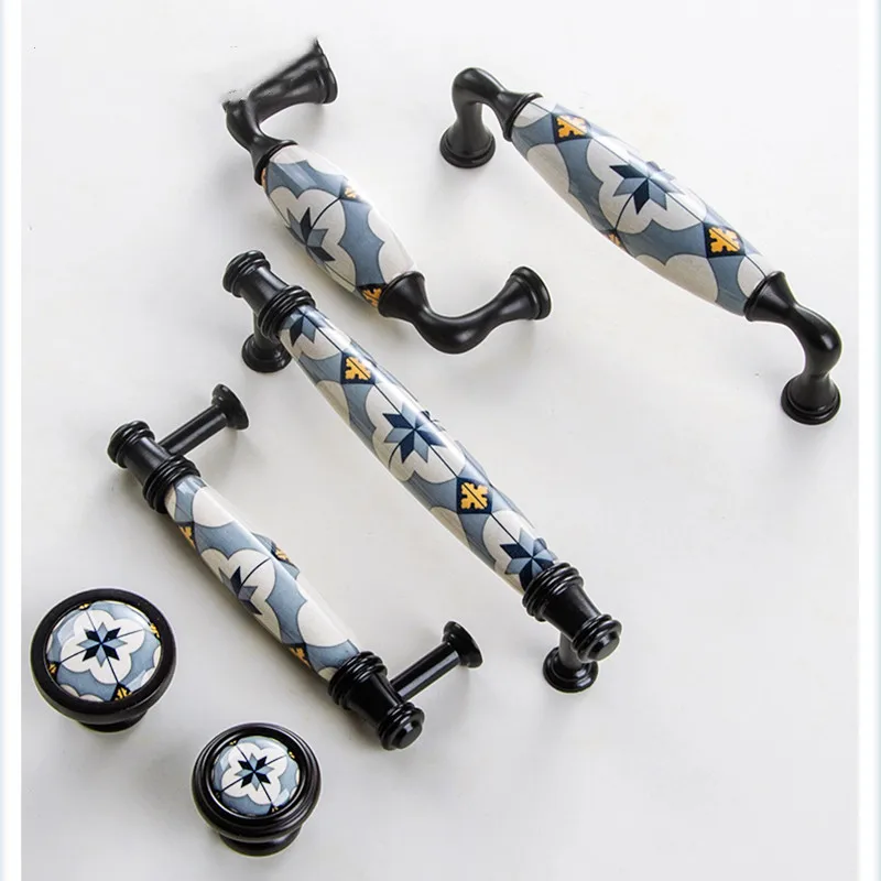 Lot De 10 Poignées Bleues En Résine Imitation Porcelaine – Entraxe 96 Mm – Idéal Pour Tiroirs Et Meubles