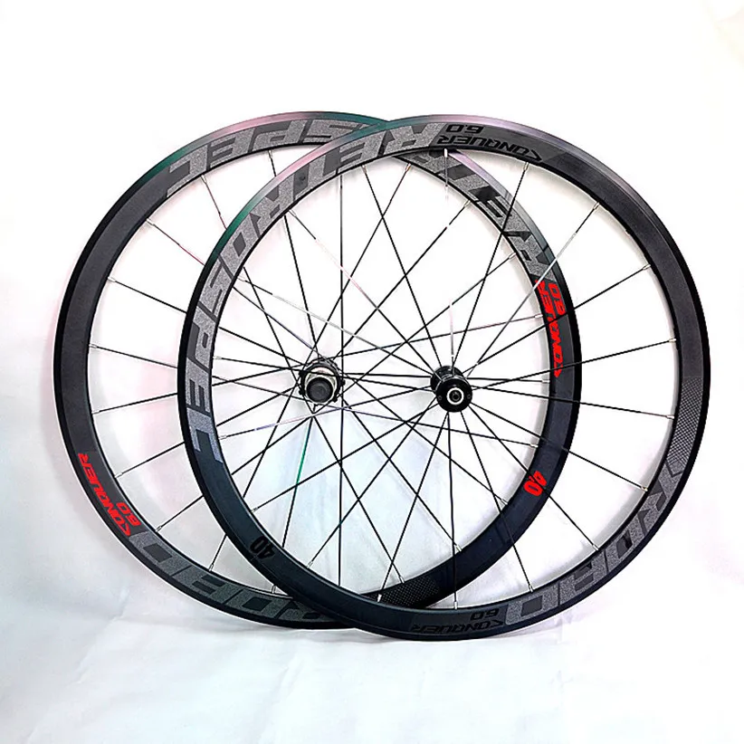 C6.0 700C Road Bike Bicycle Super-light Aluminum Alloy 4 PeiLin Sealed Bearing Wheelset Flat Spokes Racing Rims 40mm Wheel Set