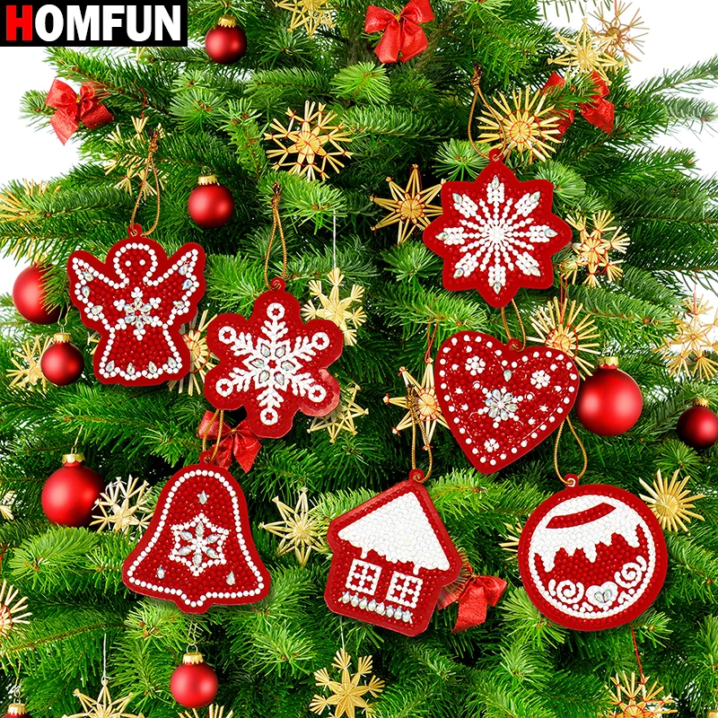 

HOMFUN 10pcs DIY Diamond Painting Christmas Tree Pendant Drills Special Shape Diamond Embroidery Christmas Decorations for Home