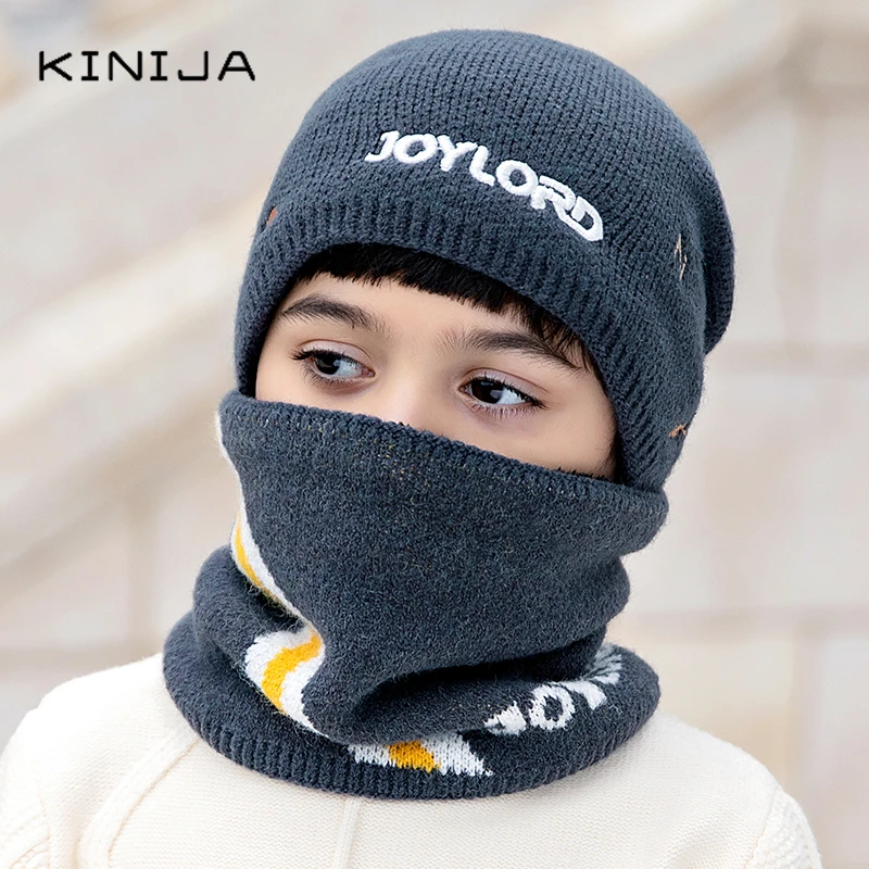 timberland skully 2pcs Knitted Hat Ring Scarf Sets Kids Turban Beanie Cotton Wool Cap Children Girls Boys Elastic Autumn Winter Soft Keep Warm Hat rolled up skully hat