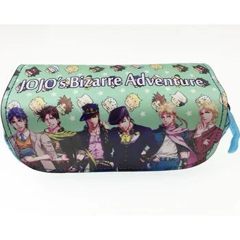 

Anime JoJo's Bizarre Adventure Pencil Bag PU + Canvas Cosmetic Bag Student Stationery Pouch Bag Makeup Organizer Bag