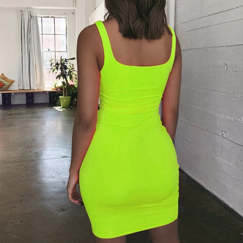 2020 New Off Shoulder Mini Bodycon Summer Dress Women Backless Club Party Sexy Wrap Neon Dress Plus Size Vestidos drop shipping