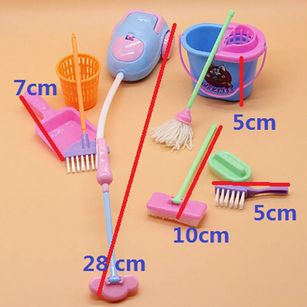 1940s Antique Doll's House Cleaning Mop, Brushes Miniature Cleaning Tools