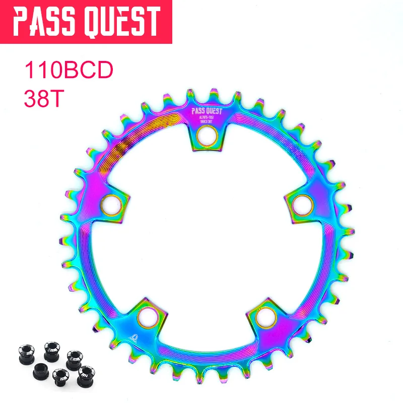 38T Pass Quest 110/5 BCD 110BCD титановый круглый шоссейный велосипед 38 T-52 T узкая широкая цепная цепь для велосипеда 3550 APEX - Color: 38T