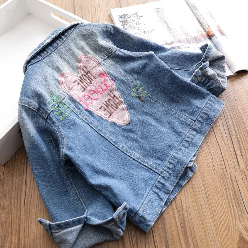 

Girl'S Coat Embroidered Letters Jacket Cowboy Clothes 19 Spring Clothing New Style Childrenswear 3-8-Year-Old